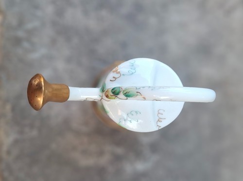 VINTAGE SAMMLERSTÜCK LIMOGES HANDBEMALTE EMAILLE PORZELLAN GIESSKANNE PILLENDOSE - Bild 6 von 9