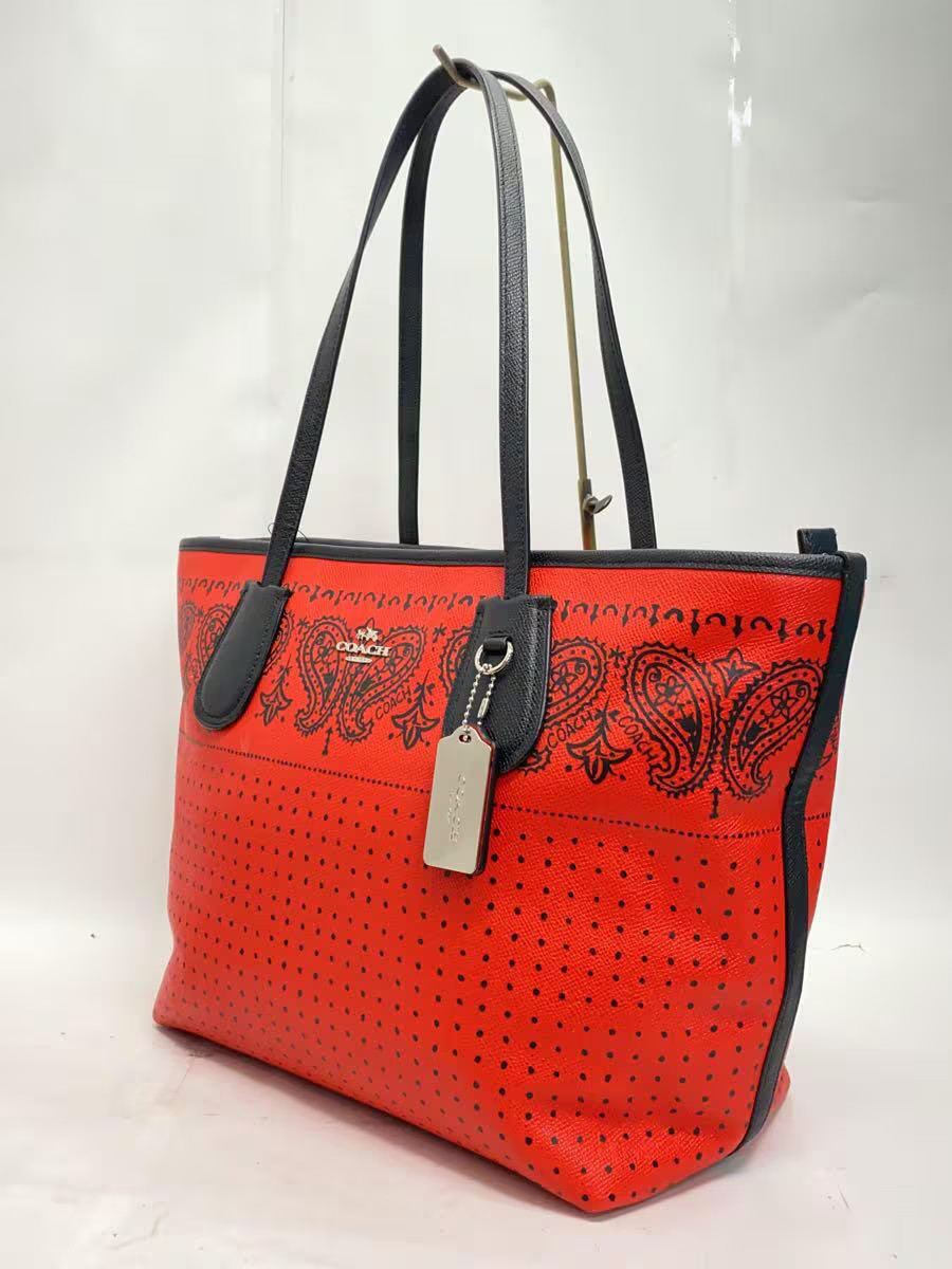 COACH Red Leather Tote Bag 36357 Japan Import