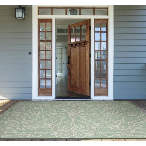 Couristan Monaco Summer Quay Ivory-Light Green 8 ft. x 11 ft. Indoor/Outdoor Rug - Picture 9 of 9
