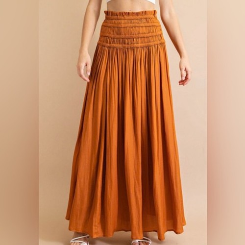 KORI Maxirock Kleid elastisch gesmokte Taille Größe L Neu mit Etikett - Bild 1 von 5