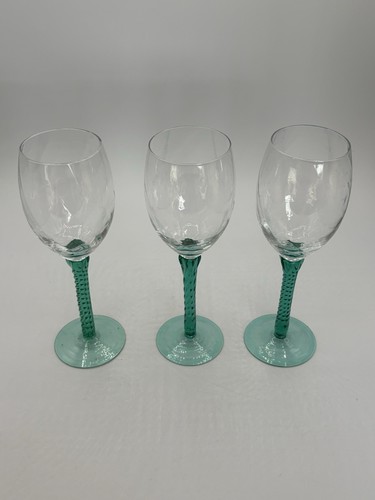 Vintage Green Stem Wine Glasses 8 oz. Set Of 3 - Picture 2 of 6
