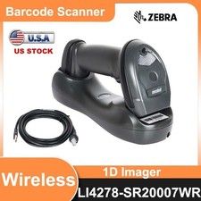 Zebra Symbol LI4278-SR20007WR USB Wireless 1D Barcode Scanner w/ Cradle Cable