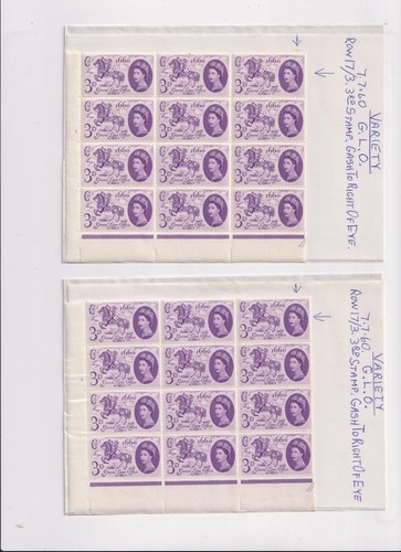 QEII 1960 GLO 3d Stock Duplicado, Variedades Defectos. Rasguño facial melena rota, etc. - Imagen 13 de 15