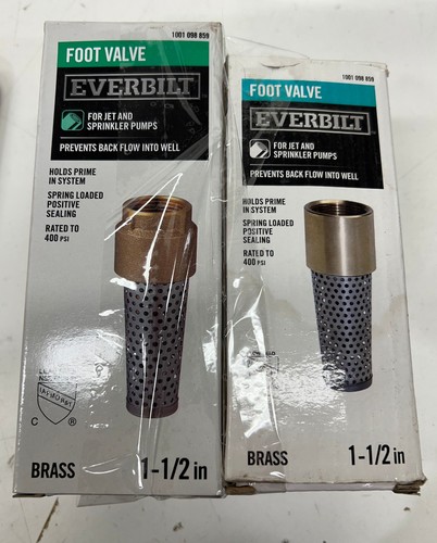LOT OF 2 Everbilt 1-1/2 in. Brass Foot Valve New