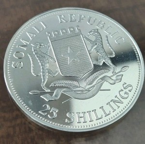 2005 Somali Republic ,925 Solid Silver,Proof Coin, 25 Shillings.