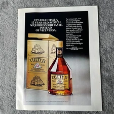 Cutty 12 Scotch Whisky Vintage 1977 Print Ad Original Liquor Ephemera Bar Decor