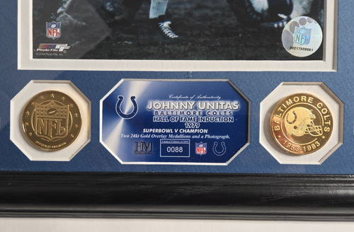 Johnny Unitas Baltimore Colts Hall of Fame Induction 1979 Framed Print w/ Coins - Picture 3 of 7
