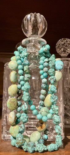 Multi 4 Strand Necklace STERLING TURQUOISE Stones Beads Rebecca Collins - Picture 12 of 18