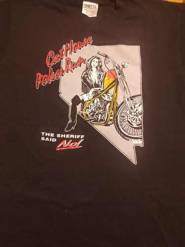 Maglietta Vintage 1997 1° Cat House Poker Run Taglia M Nevada Harley Biker Rara - Foto 2 di 4
