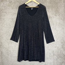 Karen Kane Dress Womens 1X Black Metallic Stretch Long Sleeve Knee Length- 5072