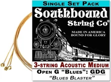 Acoustic Medium 3-String Cigar Box Guitar Strings - Low Open G (GDG) Bronze 