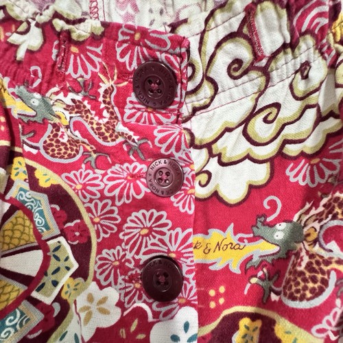 VTG Nick & Nora Pajama Pants S Fire Breathing Dragon 100% Cotton Flannel Button - Picture 5 of 7