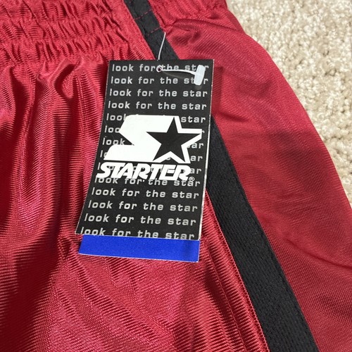 Pantalones Cortos Atléticos Vintage Starter Hombres L Rojo Brillante Sedoso Reversible Y2K Baloncesto - Imagen 3 de 10