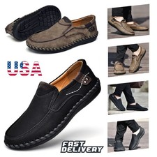 Large 40-48 Men Loafers Handmade Leather Shoes Boat Shoes Casual Male Flat Shoes