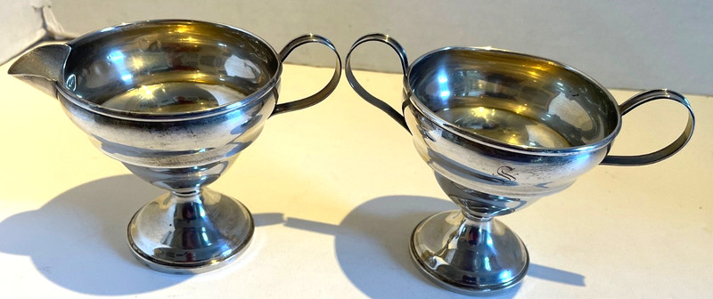 Antique NS Co #2254 Weighted Sterling Silver Cream & Sugar 143.46 Grams