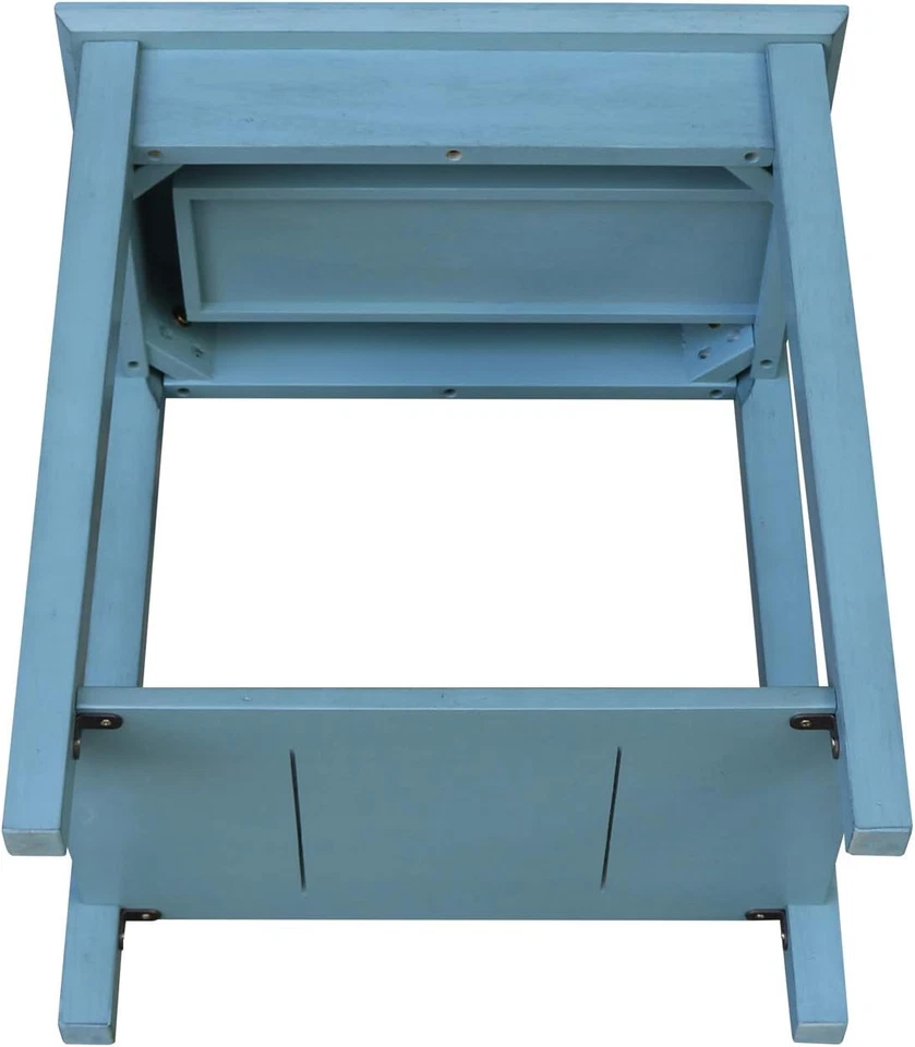 Solid Wood Narrow End Table Antique Rubbed Ocean Blue - Image 2 of 4