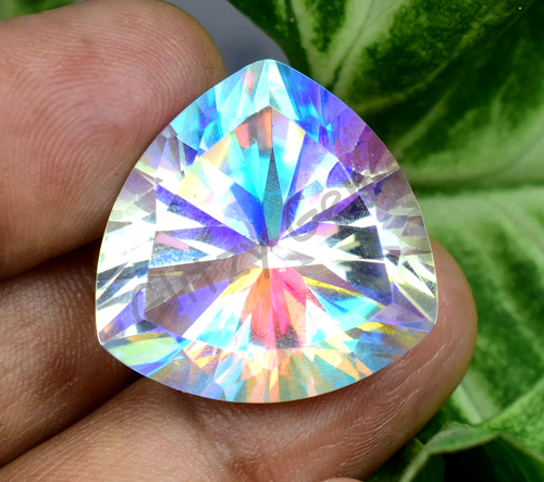 Natural Mystic Quartz Trillion 35.45Ct Rainbow Color Flawless Certified Gemstone - Picture 3 of 7