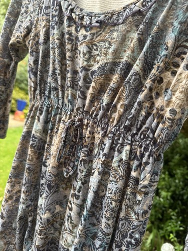 M&S Per Una UK 12 Blue Mix Floral Top Plunging Scoop Neckline Elasticated Waist - Picture 5 of 14