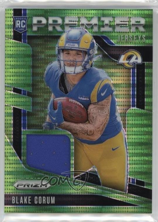 2024 Panini Prizm Premier Jerseys Neon Green Pulsar Blake Corum Rookie RC