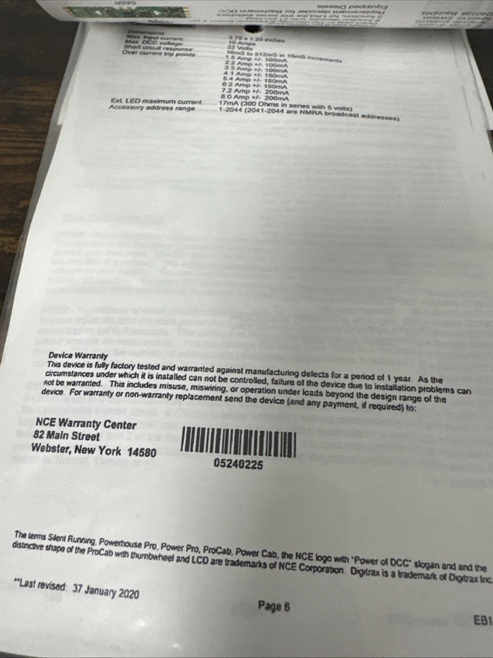 NCE EB1 Circuit Breaker for DCC Systems - Version 1.1 NIP! - Image 4 of 4