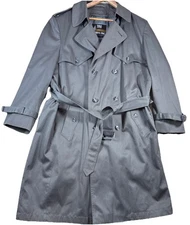 Vtg London Fog Towne Trench Coat Dbl Breasted Men’s Size 42 Reg Gray Classic