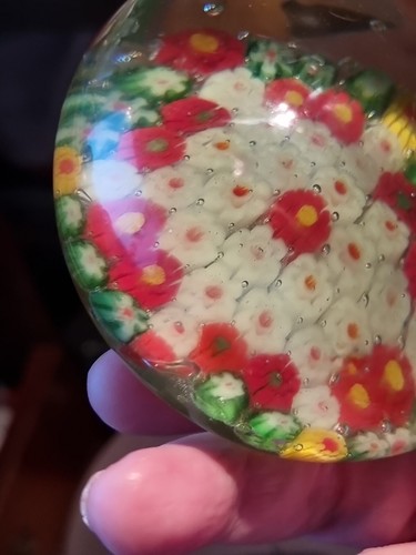 Millefiori Multicoloured Flower Glass Paperweight 609g - Picture 10 of 24