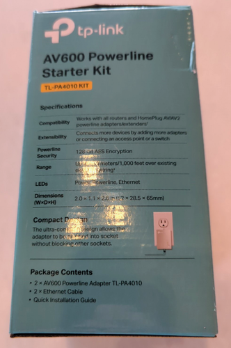 TP-Link Tl-PA4010 kit AV600 Powerline Starter Kit, Home Mini Network Extender! - Picture 4 of 16