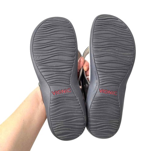 Vionic Dillon toe post thong slide sandals Sz 7 in Pewter - Picture 6 of 7