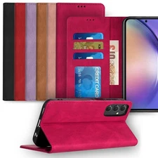 For Galaxy A36 5G Vegan Leather Case ID Card Money Holder Magnetic Closure Cover