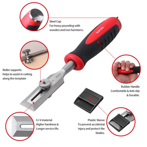 Woodworking Chisel Cr-v Roller Supports Flat Chisels 9 inch Wood Carving Chisel - Picture 4 of 14