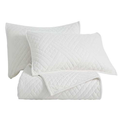 Karina Cotton Velvet Textured Geometric Lightweight Quilt and Sham Set - Picture 3 of 38