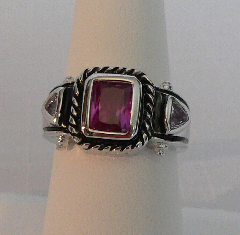 Anillo Park Lane "DEVON" púrpura y transparente genuino circonita cúbica ¡Bonito!  TALLA 7  Foto 3 de 4