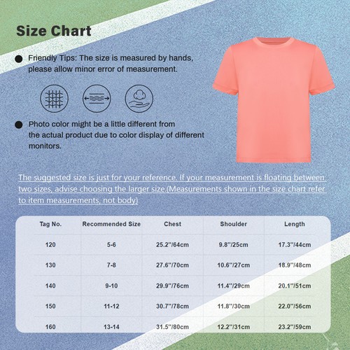 Kids Girls T-shirts Tee Shirt Tennis Tops Quick-Drying Athleticwear Exercise - Imagen 19 de 20