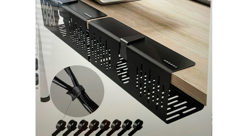 NODOCA No Drill Under Desk Cable Management Tray, 14'' Wire Management, Punch... - Picture 2 of 8