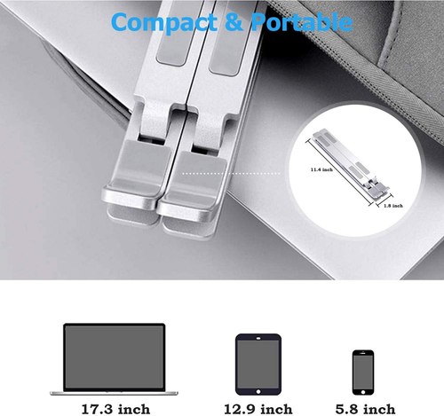 Laptop Stand, Adjustable Portable Laptop Holder,Aluminum Alloy Desktop Mount Com - Afbeelding 5 van 12