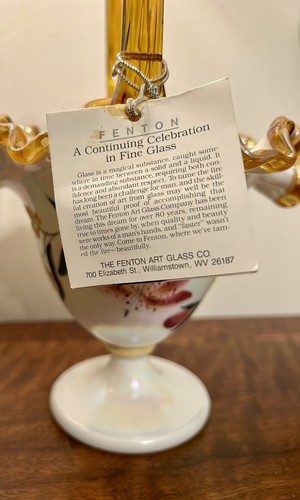 Fenton Art Glass Basket Gold Crest Iridescent Milk Elinor& Bill 50th Anniversary - Picture 11 of 12