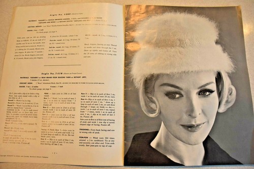 1963 Bernhard Ulmann Peak of Fashion in Hats Knit Crochet Pattern Booklet #74 - Picture 3 of 8