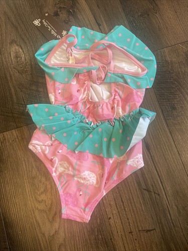 NWT Matilda Jane One Piece Flamingos & Polka Dots Bathing Suit Girl's Size 4 - Picture 3 of 4