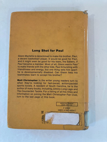 Long Shot for Paul Matt Christopher Juvenile Fiction Basketball c1966, 1990 - Picture 2 of 12
