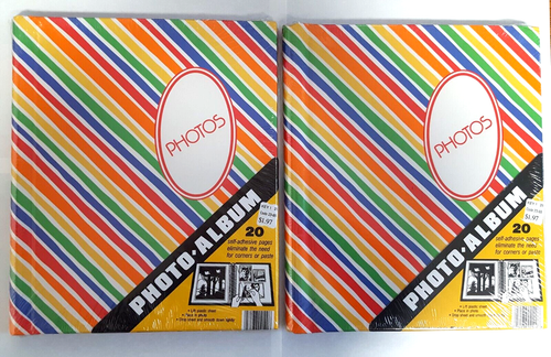 2 Vintage Rainbow Stripe Photo Albums Lot NEW Sealed 20 Self Adhesive Pages Each - Picture 2 of 20