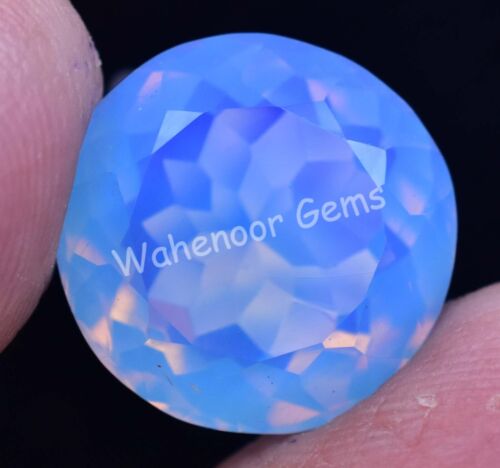 Natural Cornflower Blue Opal 14.00 Ct Round Welo Australian Certified Gemstone - Picture 2 of 7