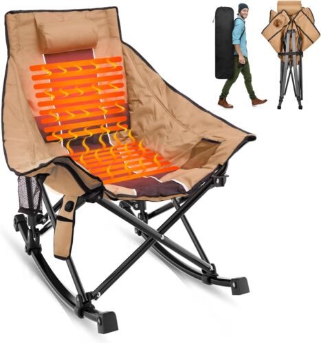 Heavy duty Heated Rocking Camping Chair Oversized Outdoor with Heat Portable XL - Picture 9 of 13