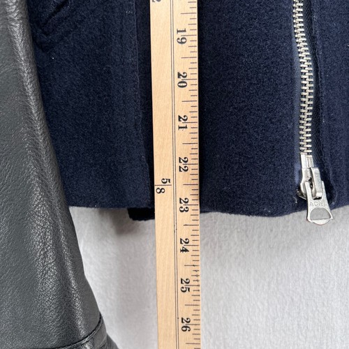 ACNE STUDIOS AW3 Cassady Leather Moto Jacket Mens 50 Black Navy Blue Wool Biker - Picture 17 of 23