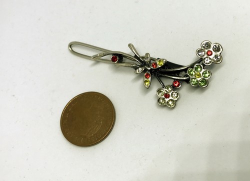 Vintage Sterling Silver 925 Rhinestone Cubic Zirconia Flower Hair Pin/Dresser - Picture 4 of 8