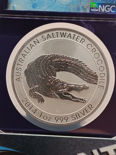 2014P AUSTRALIA SALT WATER CROCODILE 1 [ELIZABETH II] 1oz  MS-69 PURPLE LABEL - Picture 3 of 4