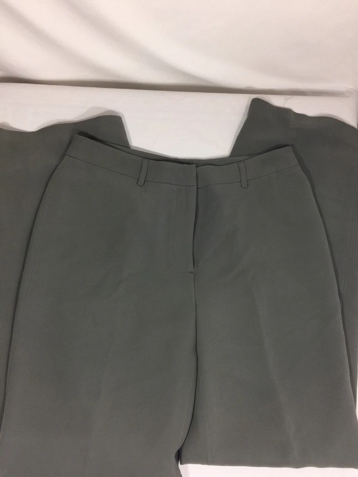 Charter Club Women Casual Pants Dark Green Soild Color Size 6 100%silk Bin74#24