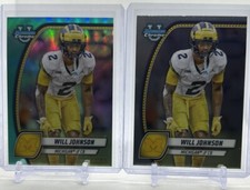 Will Johnson 2024 Bowman Chrome University 183 Aqua Refr. /299 & Base Wolverines