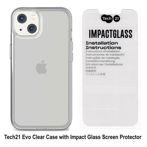 Tech21 Evo Clear Case with Impact Glass Screen Protector for iPhone 13 mini - Picture 1 of 4