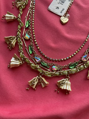 Betsey Johnson Lilienblume weiße Glocke grün Gingham austauschbare Halskette - Bild 5 von 9