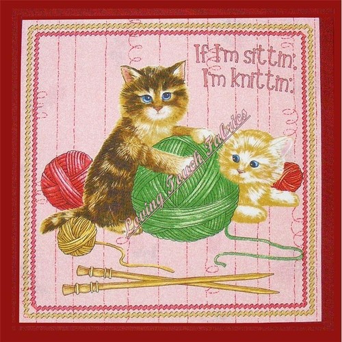 (2) RJR "PURRFECT NOTIONS" KATZEN SPRÜCHE NÄHEN THEMA STOFF 10 1/2" X 11" EA #C - Bild 2 von 3